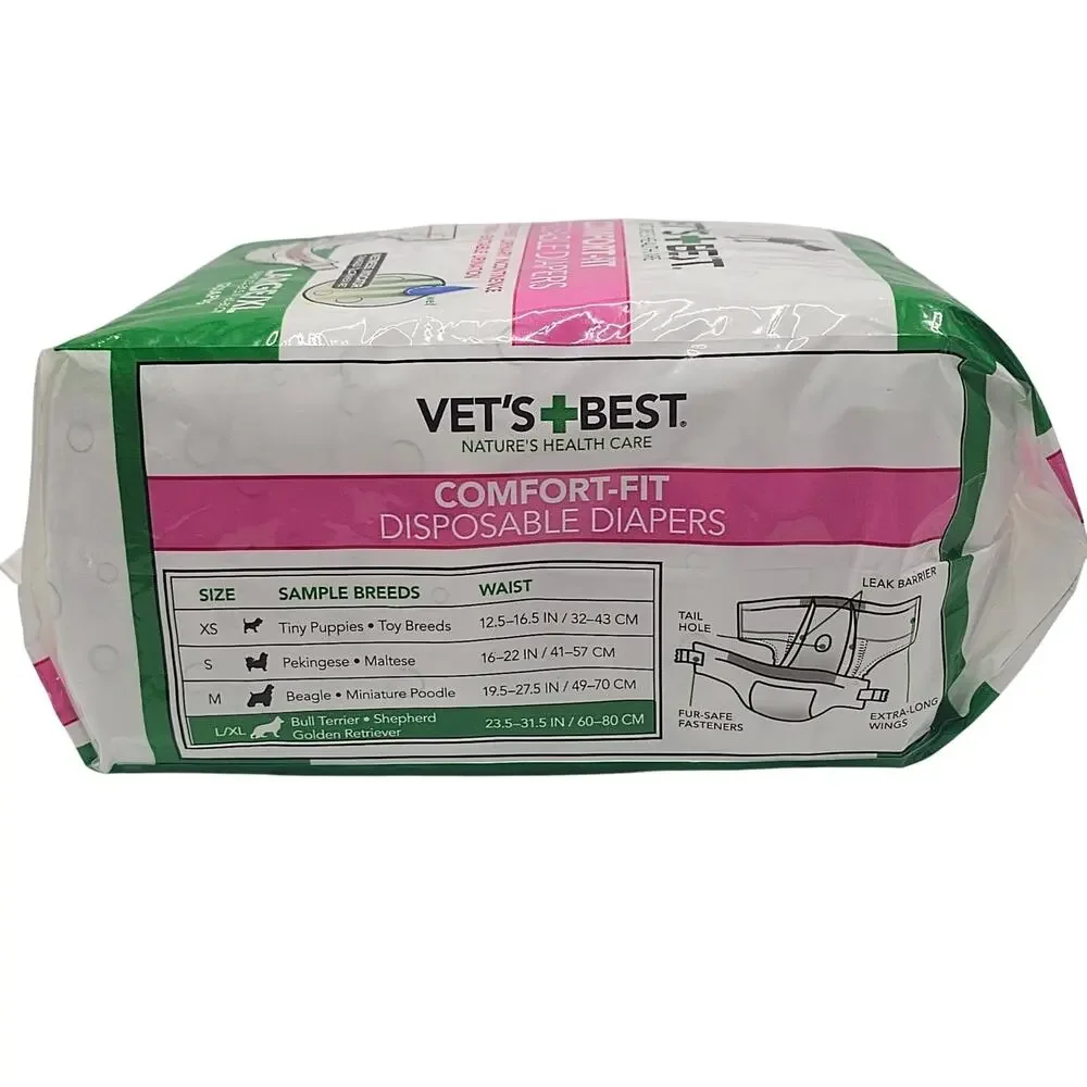 Vet's Best Comfort Fit Disposable Diapers 12 Count Large/XL